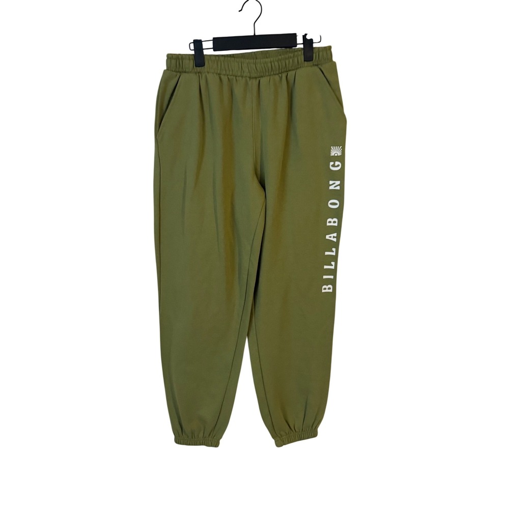 Billabong Mens Olive Green Logo Graphic Fleece Jogger Sweatpants Large